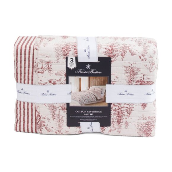 Brooks Brothers Other - Brooks Brothers Cranberry Lodge Toile Quilt Set